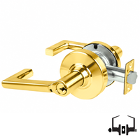 Schlage ND50PD LON 605 entrance/office lock, bright brass cylindrical lockset with Longitude lever and keyed cylinder