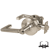 Schlage ND50PD LON 619 entrance lock, satin nickel cylindrical lockset with Longitude lever and keyed cylinder