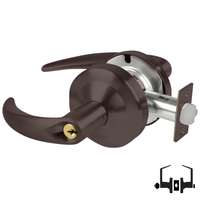 Schlage ND50PD OME 613 entrance office lock, dark bronze Omega lever cylindrical lockset with keyed cylinder