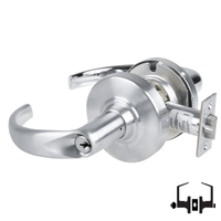 Schlage ND50PD SPA 626 entrance/office lock, satin chrome cylindrical lockset with Sparta lever and key cylinder