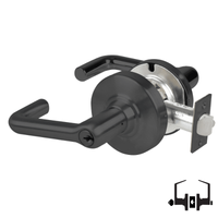 Schlage ND50PD TLR 622 entrance/office cylindrical lock, matte black keyed lever with tubular latch