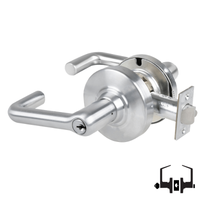 Schlage ND50-PD-TLR 626 cylindrical entrance lock with tubular lever, satin chrome, keyed cylinder and latch