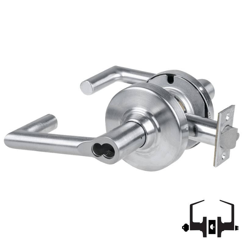 Schlage ND53-BD-BRK 626 entrance cylindrical lock, satin chrome, Boardwalk lever with SFIC prep