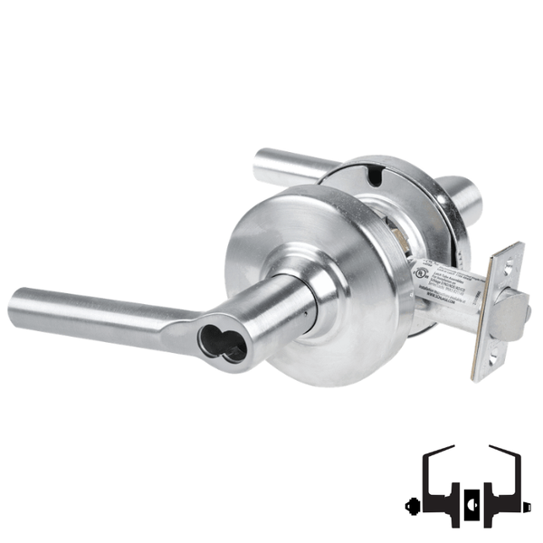 Schlage ND53-BD-BRW entrance lock, Broadway lever, 626 satin chrome, SFIC prep less core