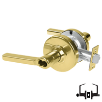 Schlage ND53-BD-LAT 605 cylindrical entrance lock, bright brass Latitude lever, SFIC prep less core
