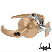 Schlage ND53-BD-OME 612 entrance lock, satin bronze cylindrical lockset with Omega lever, SFIC prep