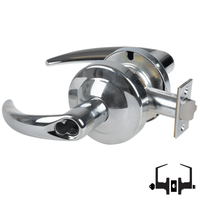 Schlage ND53-BD-OME 625 entrance lockset, bright chrome cylindrical lock with Omega lever, SFIC less core