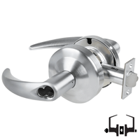 Schlage ND53-BD-OME 626 entrance lock with Omega lever, satin chrome cylindrical lock, SFIC less core