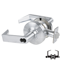 Schlage ND53-BD-RHO 626 entrance cylindrical lock, satin chrome Rhodes lever, SFIC prep less core
