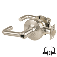 Schlage ND53-BD-TLR 619 cylindrical entrance lock, satin nickel tubular lever with latch and rose