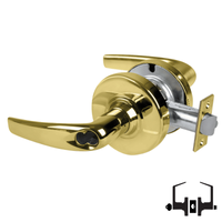 Schlage ND53-JD-ATH 605 entrance lock, bright brass Athens lever cylindrical lockset, less core