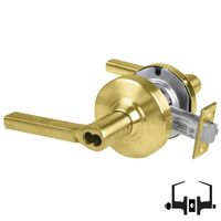Schlage ND53-JD-LAT 606 entrance lock with Latitude lever, satin brass finish, FSIC less core