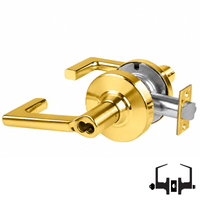 Schlage ND53-JD-LON 605 entrance cylindrical lock, bright brass Longitude lever, FSIC less core