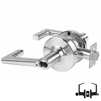 Schlage ND53-JD-LON 625 entrance cylindrical lock, satin chrome, Longitude lever with latch and less core