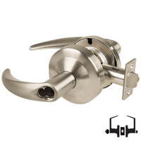 Schlage ND53-JD-OME 619 entrance lock, satin nickel cylindrical lockset with Omega lever, less core