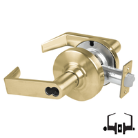 Schlage ND53-JD-RHO 606 entrance cylindrical lock, satin brass Rhodes lever, FSIC less core