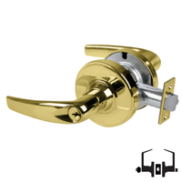 Schlage ND53-PD-ATH 605 entrance lock, bright brass Athens lever cylindrical lockset with keyed cylinder