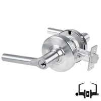 Schlage ND53-PD-BRW 626 cylindrical entrance lock with Broadway lever, satin chrome finish, keyed cylinder
