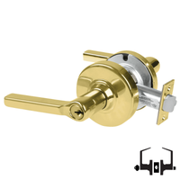 Schlage ND53-PD-LAT 605 entrance lock, bright brass cylindrical lockset with Latitude lever and keyed cylinder