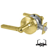 Schlage ND53PD LAT 606 entrance lockset, satin brass cylindrical lock with Latitude lever and keyed cylinder
