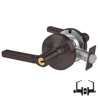 Schlage ND53-PD-LAT 643E entrance lock, dark bronze cylindrical lock with Latitude lever and keyed cylinder