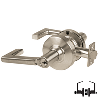 Schlage ND53PD LON 619 cylindrical entrance lock, brushed nickel, keyed lever with Longitude handle