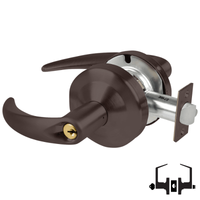 Schlage ND53PD OME 613 entrance lock, dark bronze cylindrical lockset with Omega lever and keyed cylinder