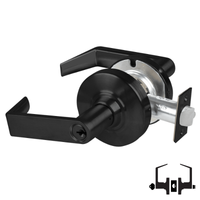 Schlage ND53PD RHO 622 entrance lock, matte black Rhodes lever cylindrical lock with keyed cylinder