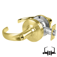 Schlage ND53-PD-SPA 606 entrance lock, satin brass cylindrical lockset with Sparta lever and keyed cylinder