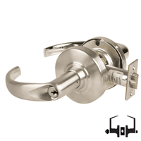Schlage ND53-PD-SPA entrance lock, Sparta lever in 619 satin nickel, keyed cylinder cylindrical lockset