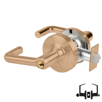 Schlage ND53PD TLR 612 cylindrical entrance lock, satin bronze tubular lever with keyed cylinder and latch