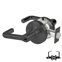 Schlage ND53-PD-TLR 622 cylindrical entrance lock with tubular lever, matte black keyed lever set