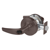 Schlage ND70BD-ATH classroom cylindrical lock, Athens lever, 613 dark bronze finish, latch and rose shown