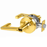 Schlage ND70BD-LON-605 classroom cylindrical lock, bright brass, Longitude lever, SFIC less core
