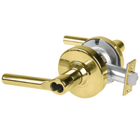 Schlage ND70JD-BRW 605 classroom cylindrical lock, bright brass Broadway lever, less core