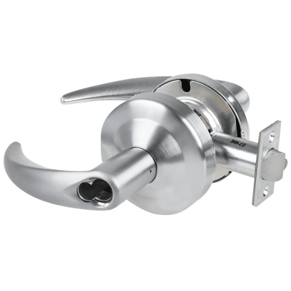 Schlage ND70JD-OME-626 classroom cylindrical lock, satin chrome Omega lever trim, less core