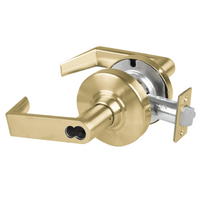 Schlage ND70JD-RHO-606 classroom cylindrical lock, satin brass Rhodes lever with FSIC prep, less core