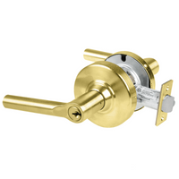Schlage ND70PD-BRW classroom cylindrical lock, Broadway lever, 606 satin brass finish with keyed cylinder
