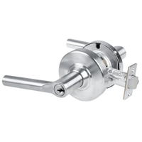 Schlage ND70PD-BRW classroom lockset, Broadway lever, satin chrome 626, cylindrical lock with keyed lever