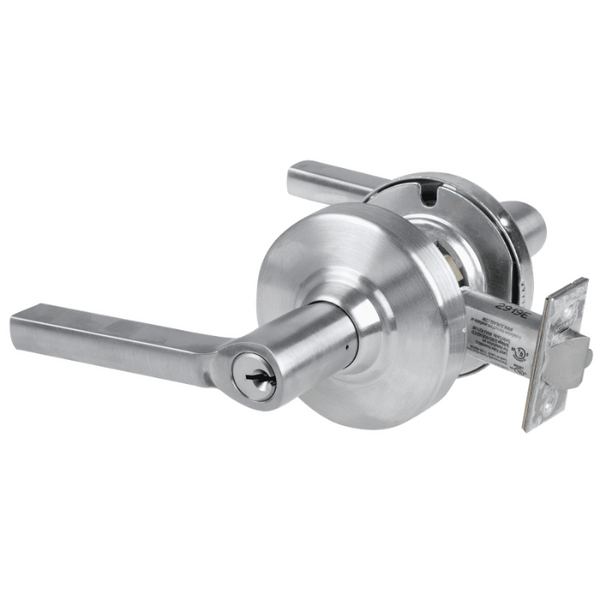 Schlage ND70PD-LAT 626 classroom cylindrical lock with Latitude lever, satin chrome finish