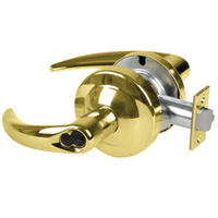 Schlage ND80BD-OME-605 storeroom cylindrical lock, bright brass Omega lever, SFIC less core prep