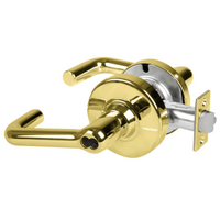 Schlage ND80JD-TLR-605 storeroom cylindrical lock with tubular lever, bright brass finish, less core