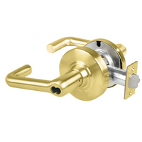 Schlage ND80JD-TLR storeroom cylindrical lever lock, 606 satin brass, tubular lever, less core