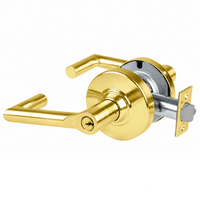 Schlage ND80PD-BRK storeroom lockset, Boardwalk lever, bright brass 605 finish with keyed cylinder