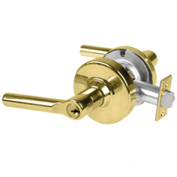 Schlage ND80PD-BRW storeroom lockset, Broadway lever, 605 bright brass finish with keyed cylinder and latch