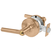 Schlage ND80PD-BRW-612 storeroom cylindrical lock, satin bronze, Broadway lever with keyed cylinder and latch