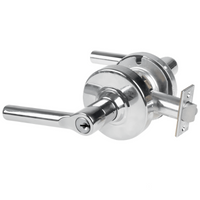 Schlage ND80PD-BRW-625 storeroom cylindrical lock, Broadway lever, bright chrome finish with keyed cylinder