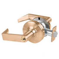 Schlage ND80PD-RHO Rhodes storeroom cylindrical lock, satin bronze 612 finish with keyed lever and latch
