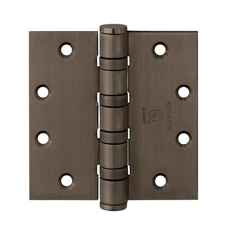 McKinney T4A3386-4-1/2x4-1/2-US10B Full Mortise Heavy Weight Five Knuckle Hinge, Security Stud, Oil Rubbed Bronze Finish