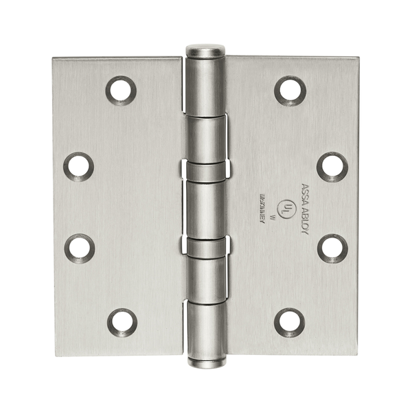 McKinney TA2314-5 x 5-US32D Full Mortise Bearing Hinge, 5-Knuckle, Standard Weight, 5" x 5", Square Corner, 630 Satin Stainless Steel Finish